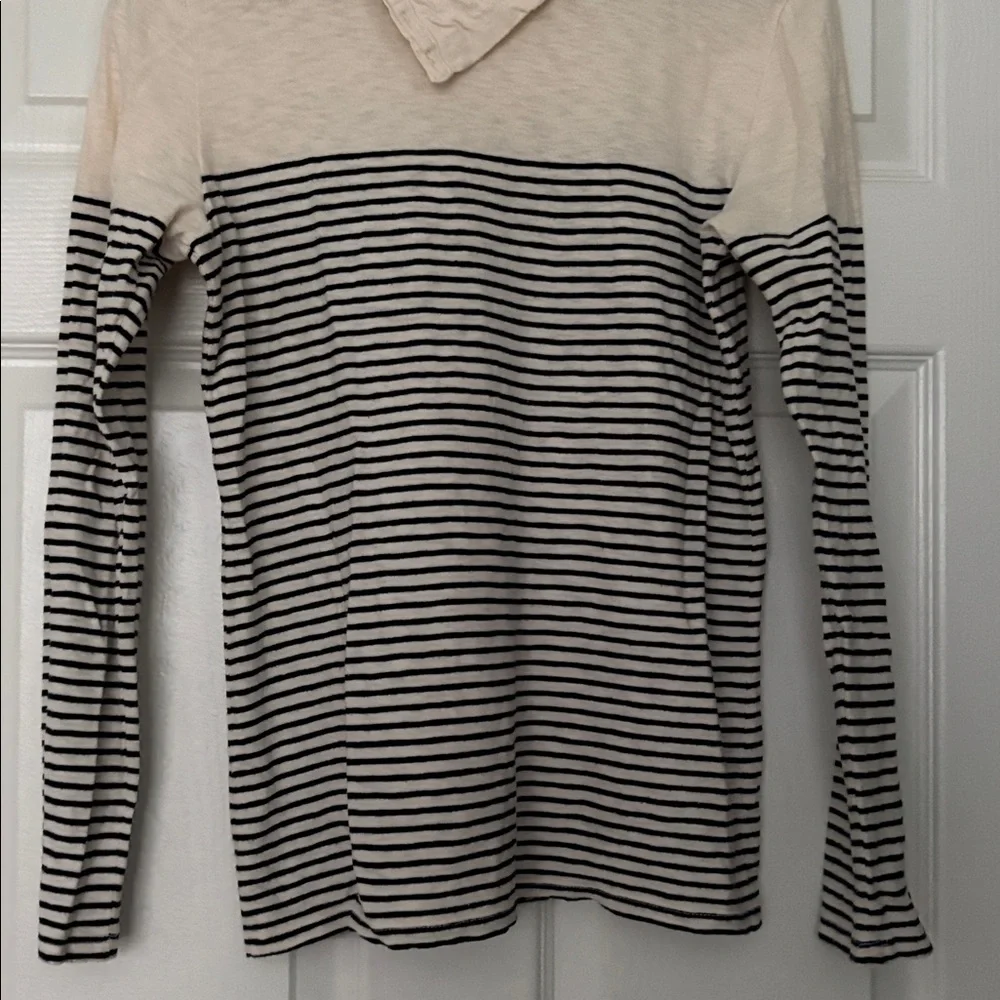 J. Crew Painter Tee Striped Turtleneck Button-Detail Size Medium